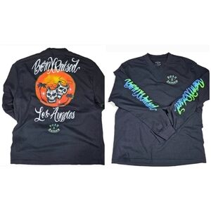 Born X Raised Smile Now Cry Later Long Sleeve Tee Black Orange T-Shirt Large